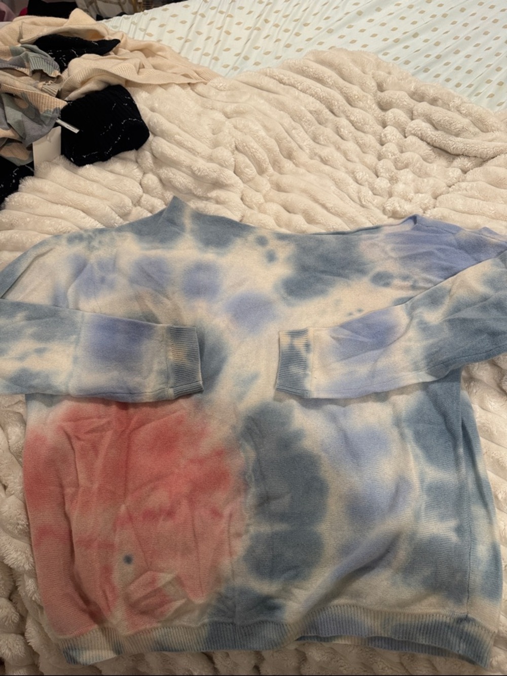 Minnie Rose Tie-Dye Pullover Sweater in Blue, Pink, Cream